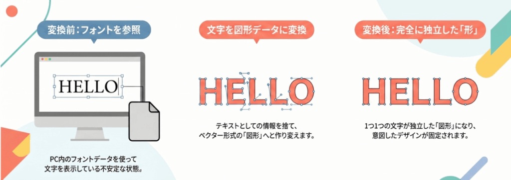 フォント文字を独立した図形データへ変換するアウトライン化の流れ