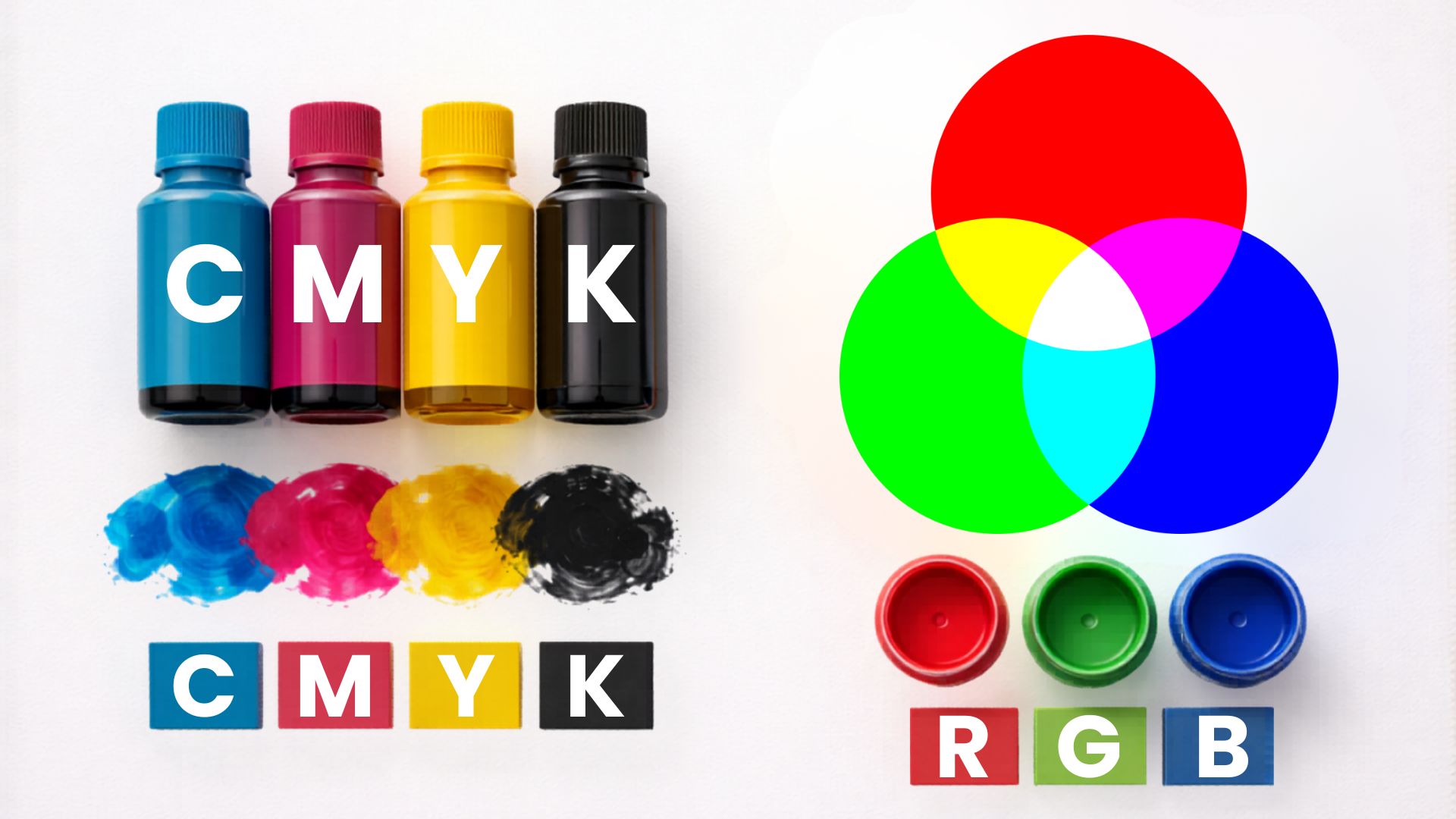 CMYKインクとRGB光の三原色の画像